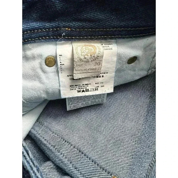 Diesel Viker Regular Straight Fit Blue Distressed Jeans Mens 30x30 - Picture 7 of 11